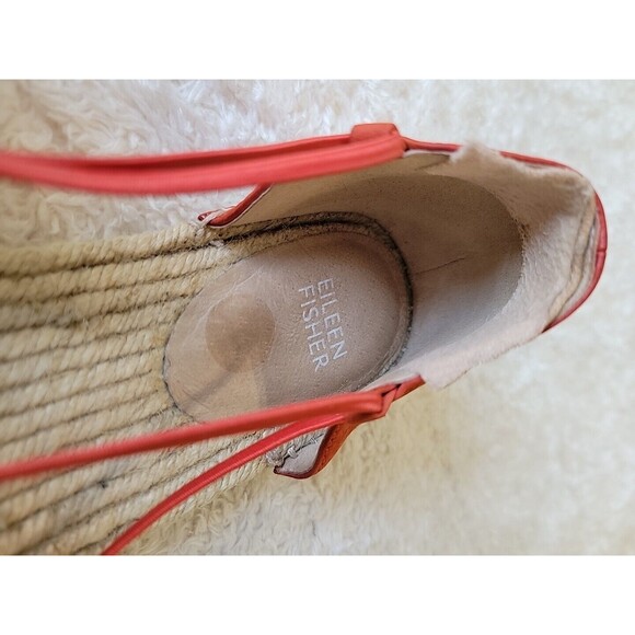 Eileen Fisher Shoes LEE Rust Nubuck Leather D'Orsay Espadrilles Flats Size 8 - Picture 6 of 11